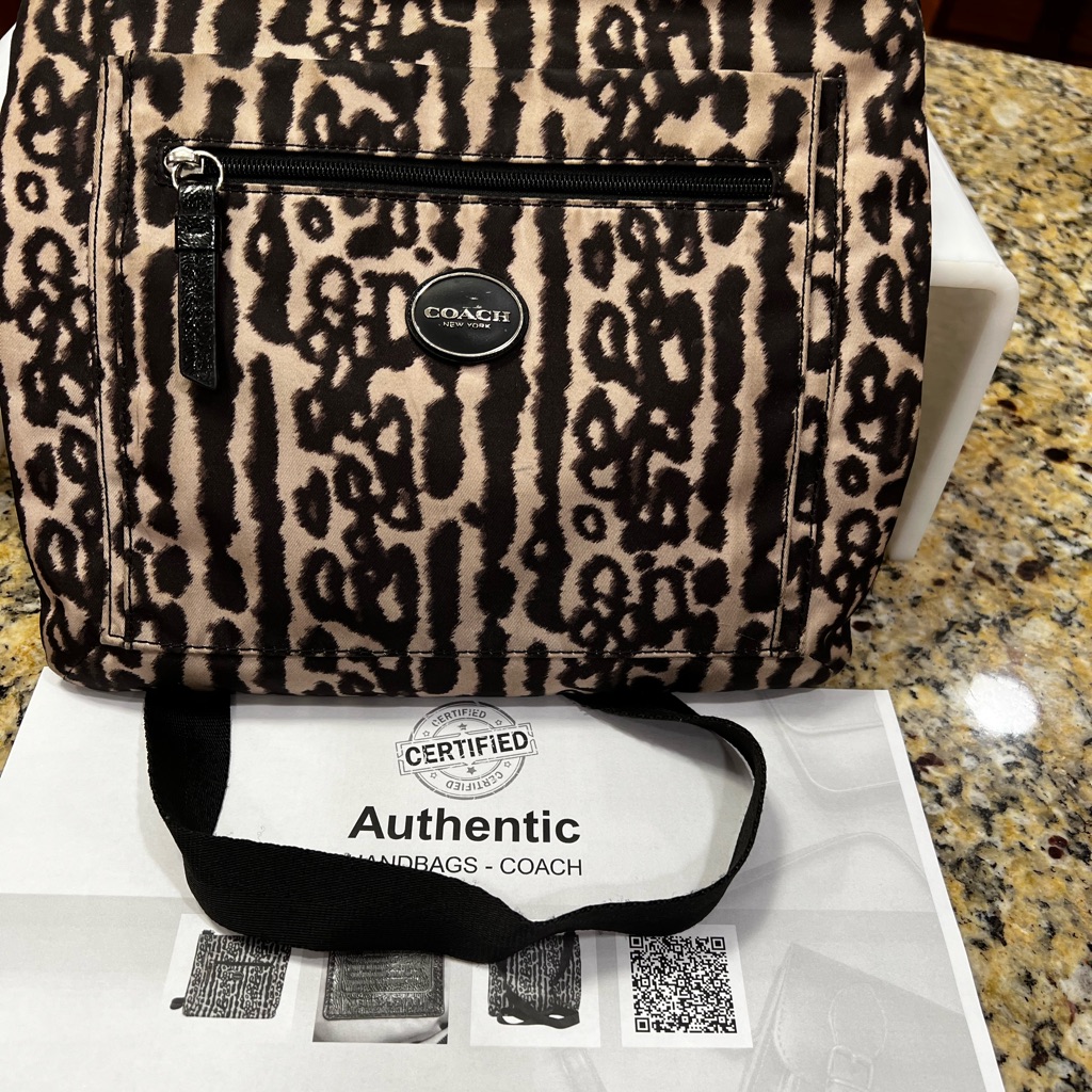 Coach Animal Print Crossbody Bag - Black And Tan